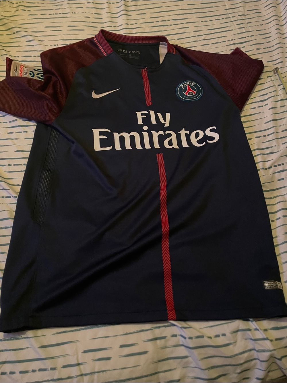 Nike PSG Men Navy & Red Fly Emirates Soccer Jersey